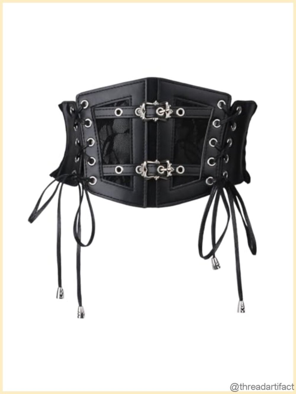 Faux Leather Corset Belt Wide Elastic Waist Lace Up Vintage Style